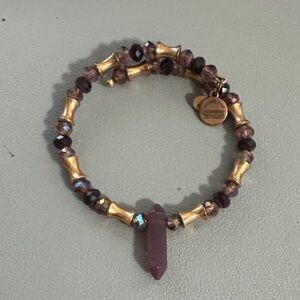 Alex and Ani Gold and Purple Beaded Bracelet